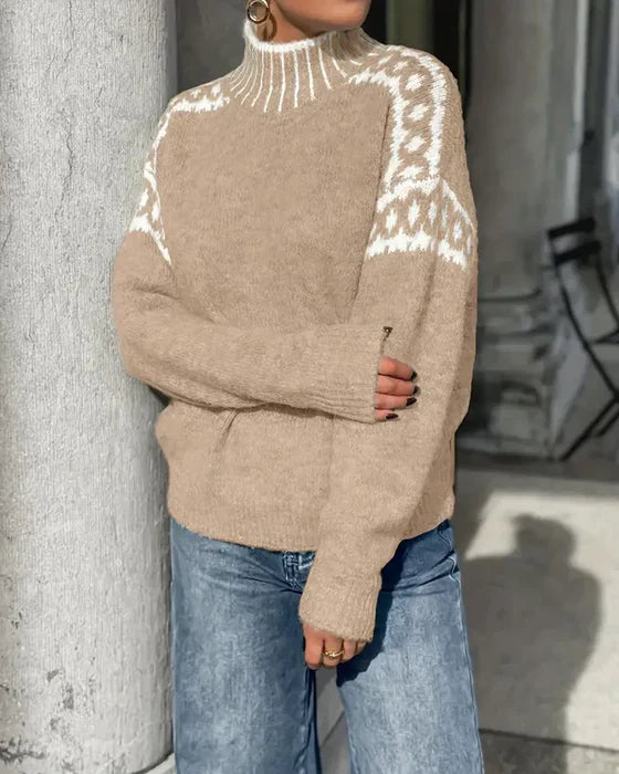 Alice - Women’s warm chunky knitted jumper with funnel neck and relaxed fit