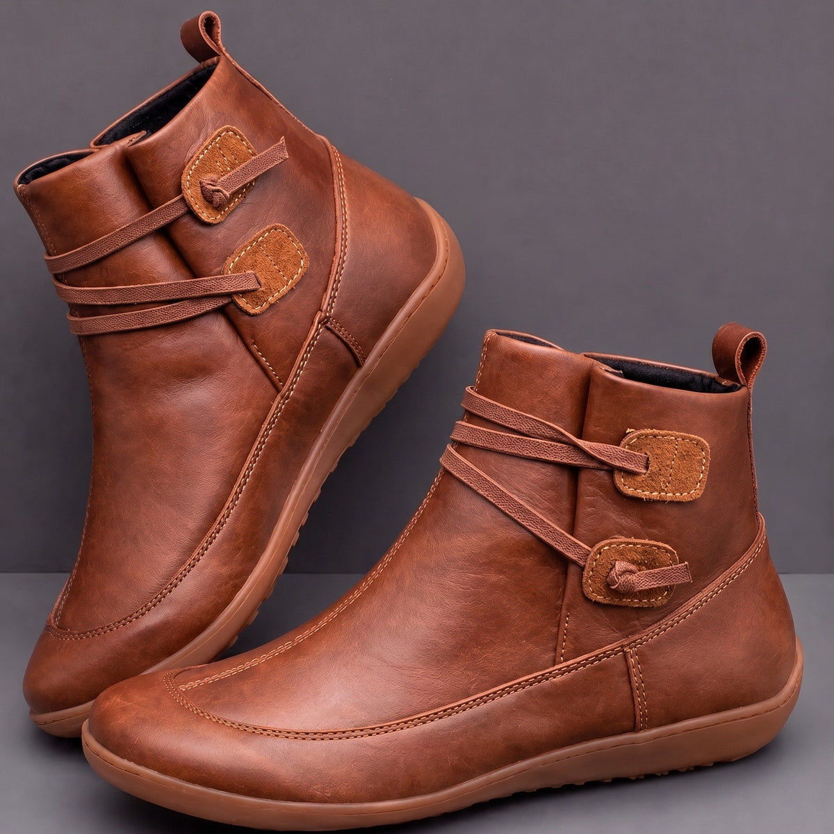 Daisy - Women's flat ankle boots with wide fit and side zip fastening