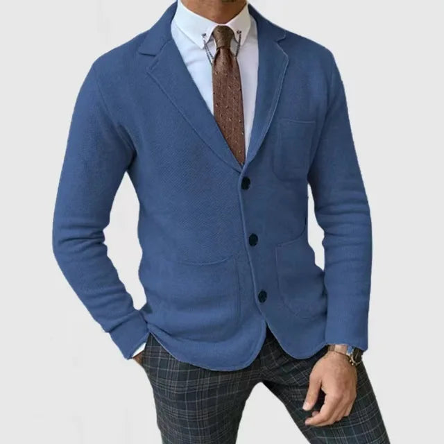 Edward - Men’s smart casual knitted cardigan with lapel collar and button front