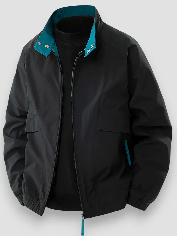 Freddie - Men's waterproof bomber jacket with zip up front and stand collar