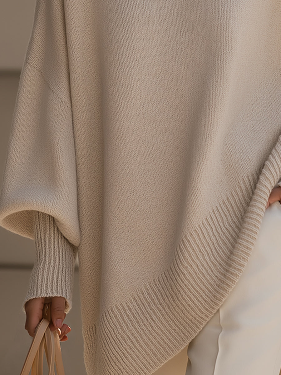 Rosie - Women's Oversized Knitted Jumper for Autumn with Ribbed Trim