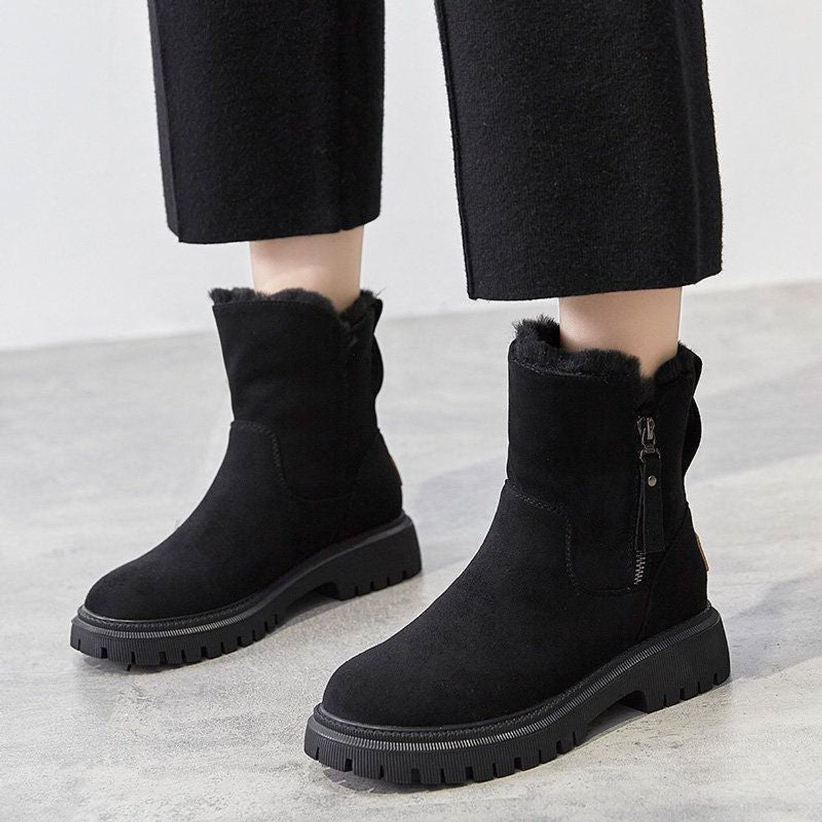Isla - Women’s fleece lined winter ankle boots with chunky platform sole