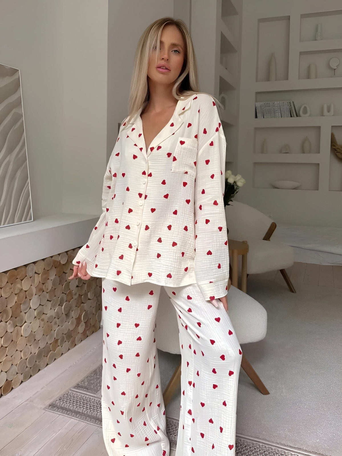 Lieke - Women's pyjama set wide leg and button front