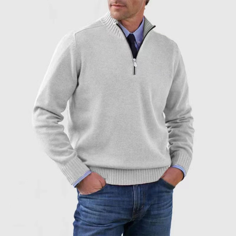 Arthur - Men's quarter zip jumper with stand collar and half zip