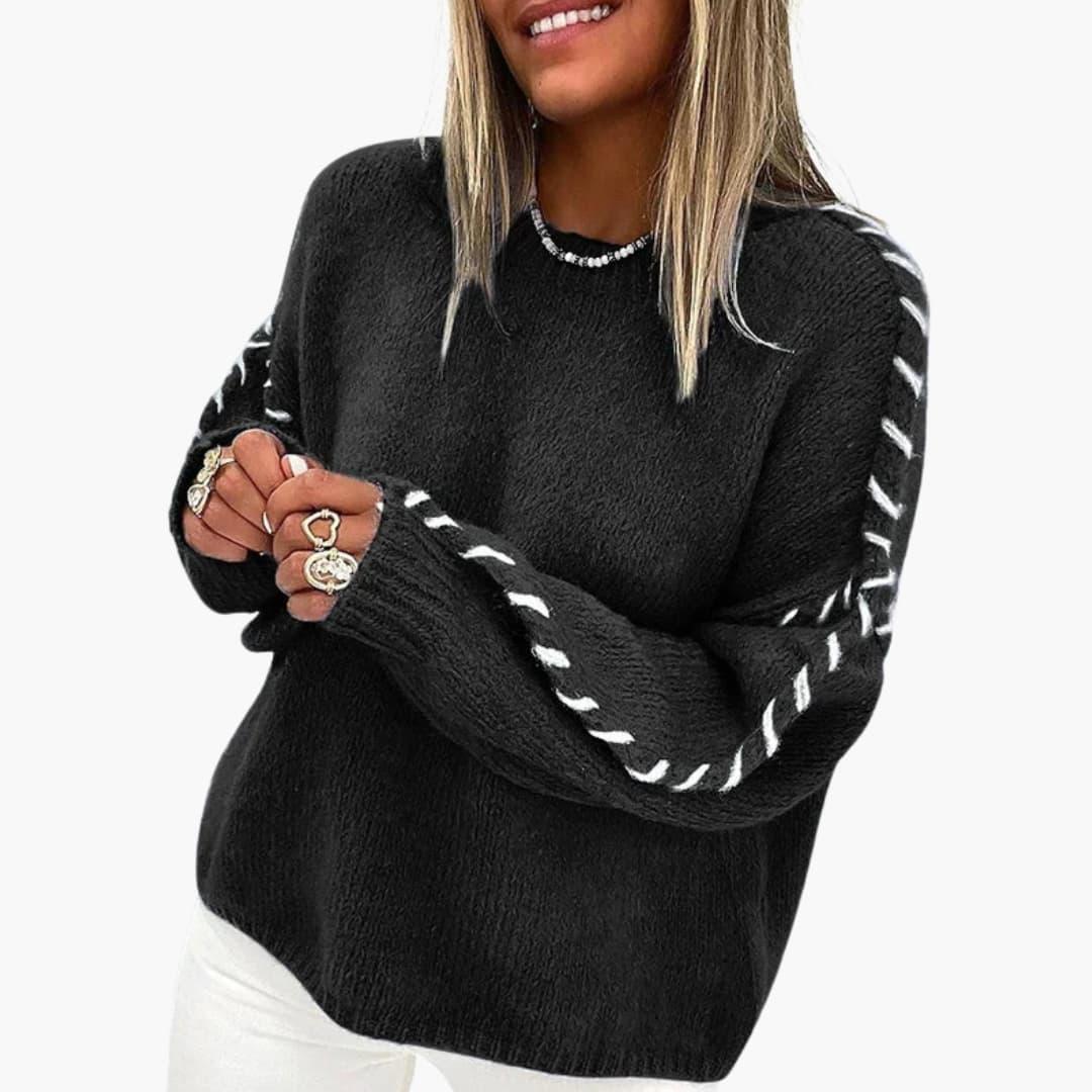 Maisie - Women's fluffy oversized chunky knitted jumper with crew neck