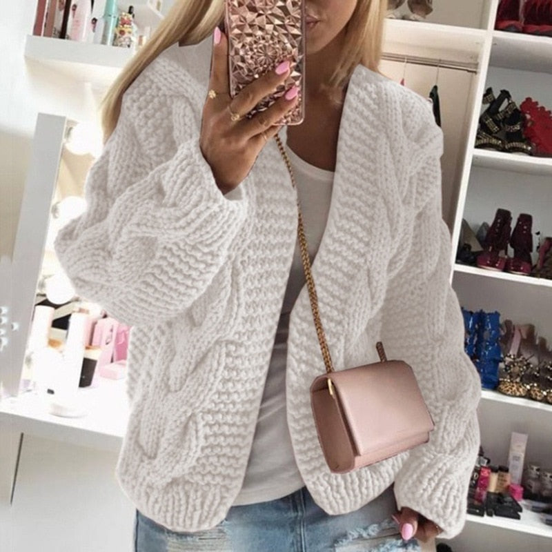 Poppy - Women’s oversized chunky knitted cardigan with open front