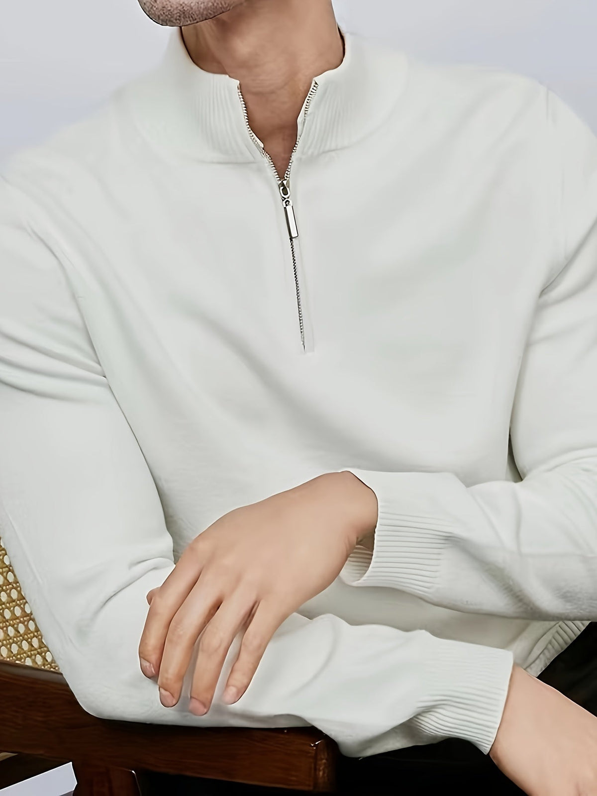 Samuel - Men's casual quarter zip jumper with knitted finish and slim fit