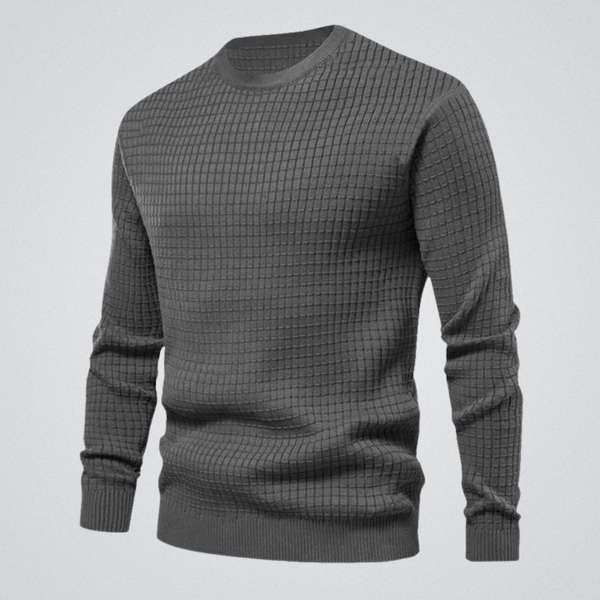 Alfie - Men's waffle knit jumper with crew neck and ribbed cuffs
