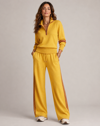 Alice - Women’s matching lounge set with wide leg and quarter zip neck