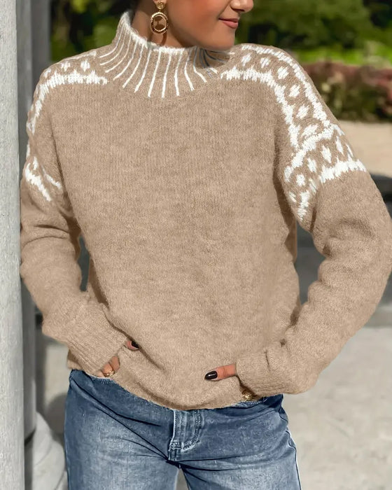 Alice - Women’s warm chunky knitted jumper with funnel neck and relaxed fit