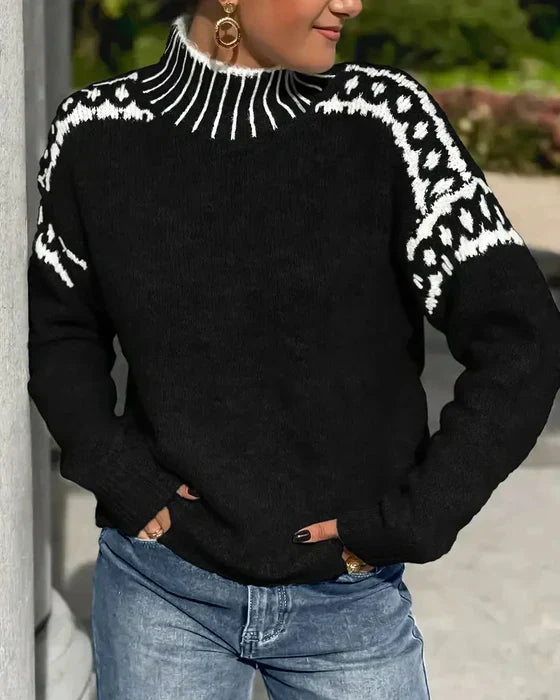 Alice - Women’s warm chunky knitted jumper with funnel neck and relaxed fit