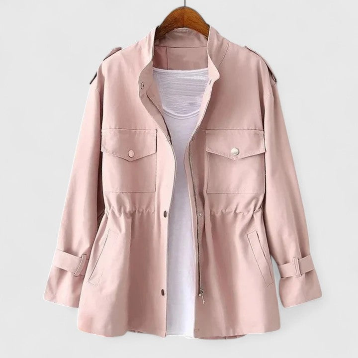 Charlotte - Women's Raincoat with Utility Pockets and Drawstring Waist