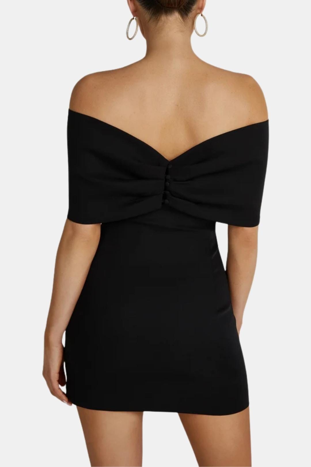 Amelia - Elegant Women's Mini Dress with Off-Shoulder Bow and Fitted Bodice