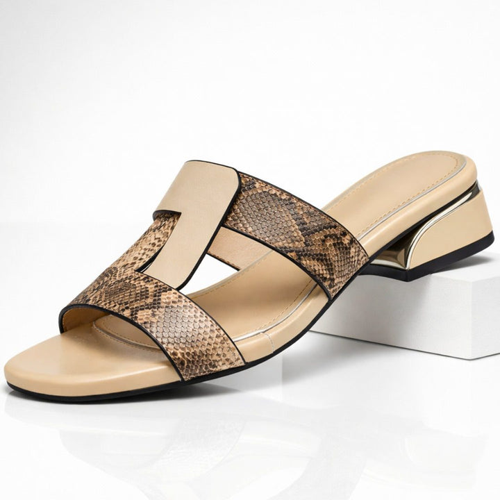 Amelia - Elegant Women's Orthopedic Sandals with Snake Print Strap Detail