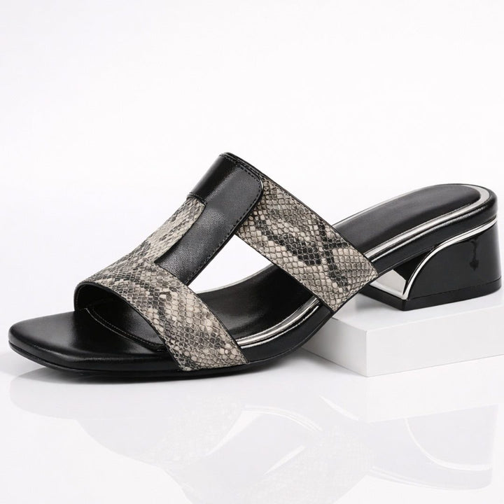 Amelia - Elegant Women's Orthopedic Sandals with Snake Print Strap Detail