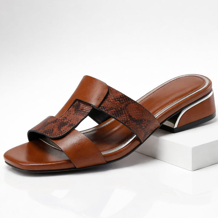 Amelia - Elegant Women's Orthopedic Sandals with Snake Print Strap Detail