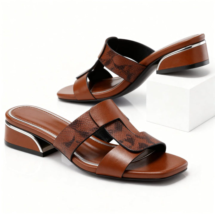 Amelia - Elegant Women's Orthopedic Sandals with Snake Print Strap Detail