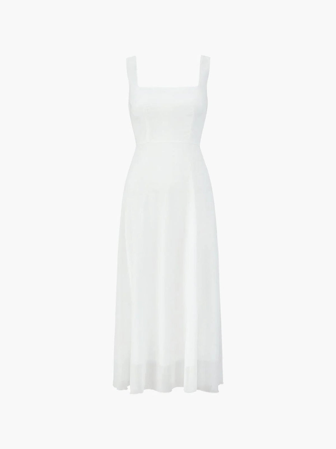 Amelia - Elegant Women's Wedding Guest Dress with Square Neck and Flowy Midi Skirt