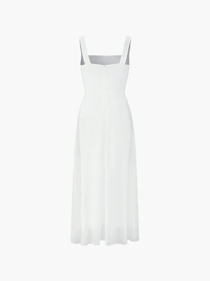Amelia - Elegant Women's Wedding Guest Dress with Square Neck and Flowy Midi Skirt