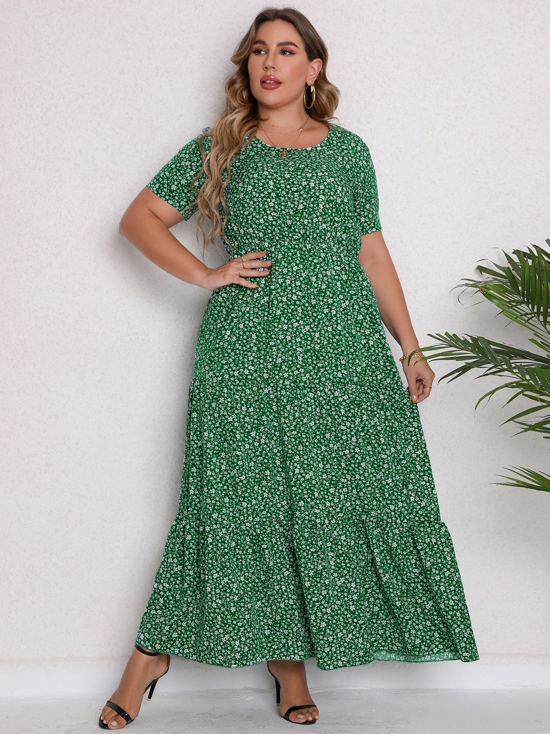 Amelia - Flowy Women's Plus Size Wedding Guest Dress with a Tiered Maxi Skirt