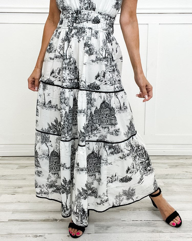 Amelia - Vintage Women's Wedding Guest Maxi Dress with Tiered Skirt and Puff Sleeves