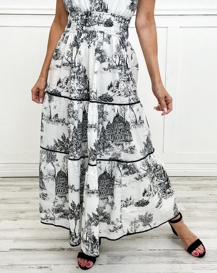 Amelia - Vintage Women's Wedding Guest Maxi Dress with Tiered Skirt and Puff Sleeves