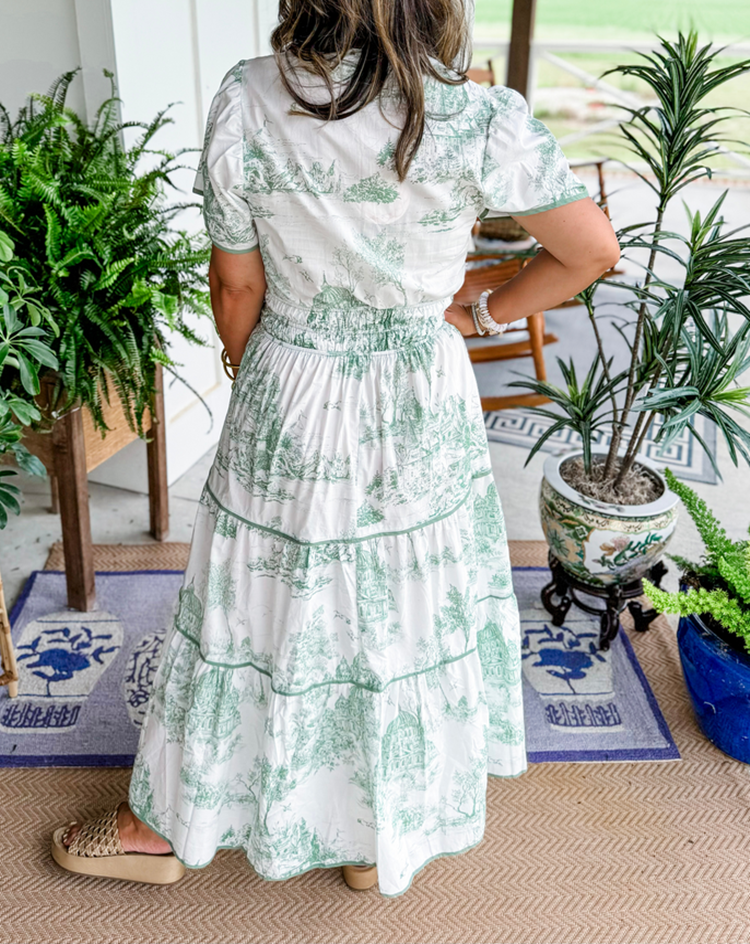 Amelia - Vintage Women's Wedding Guest Maxi Dress with Tiered Skirt and Puff Sleeves
