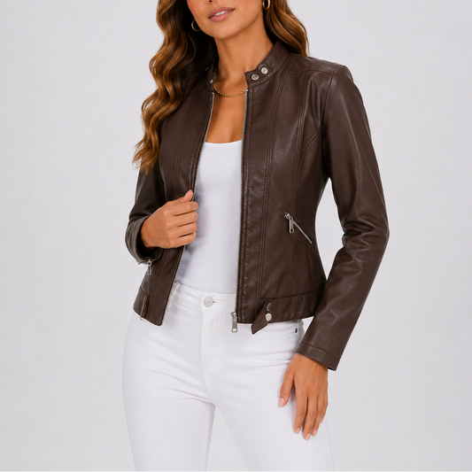 Amelia - Women's Biker Jacket for Autumn with Zip Fastening