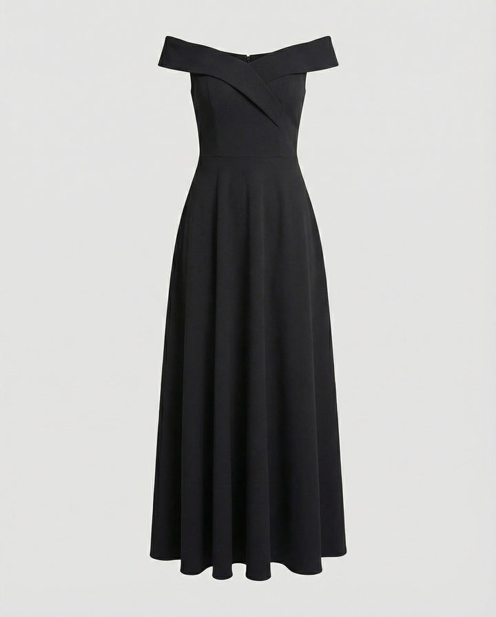 Arabella - Formal Women's Wedding Guest Maxi Dress with Off Shoulder Neckline and Full Skirt