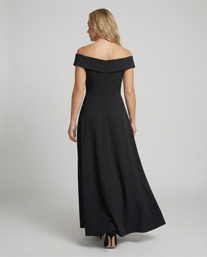 Arabella - Formal Women's Wedding Guest Maxi Dress with Off Shoulder Neckline and Full Skirt