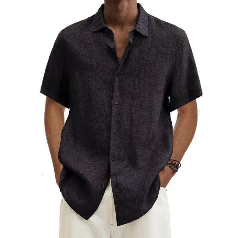 Archie - Casual Men's Linen Shirt with Short Sleeves and Classic Collar