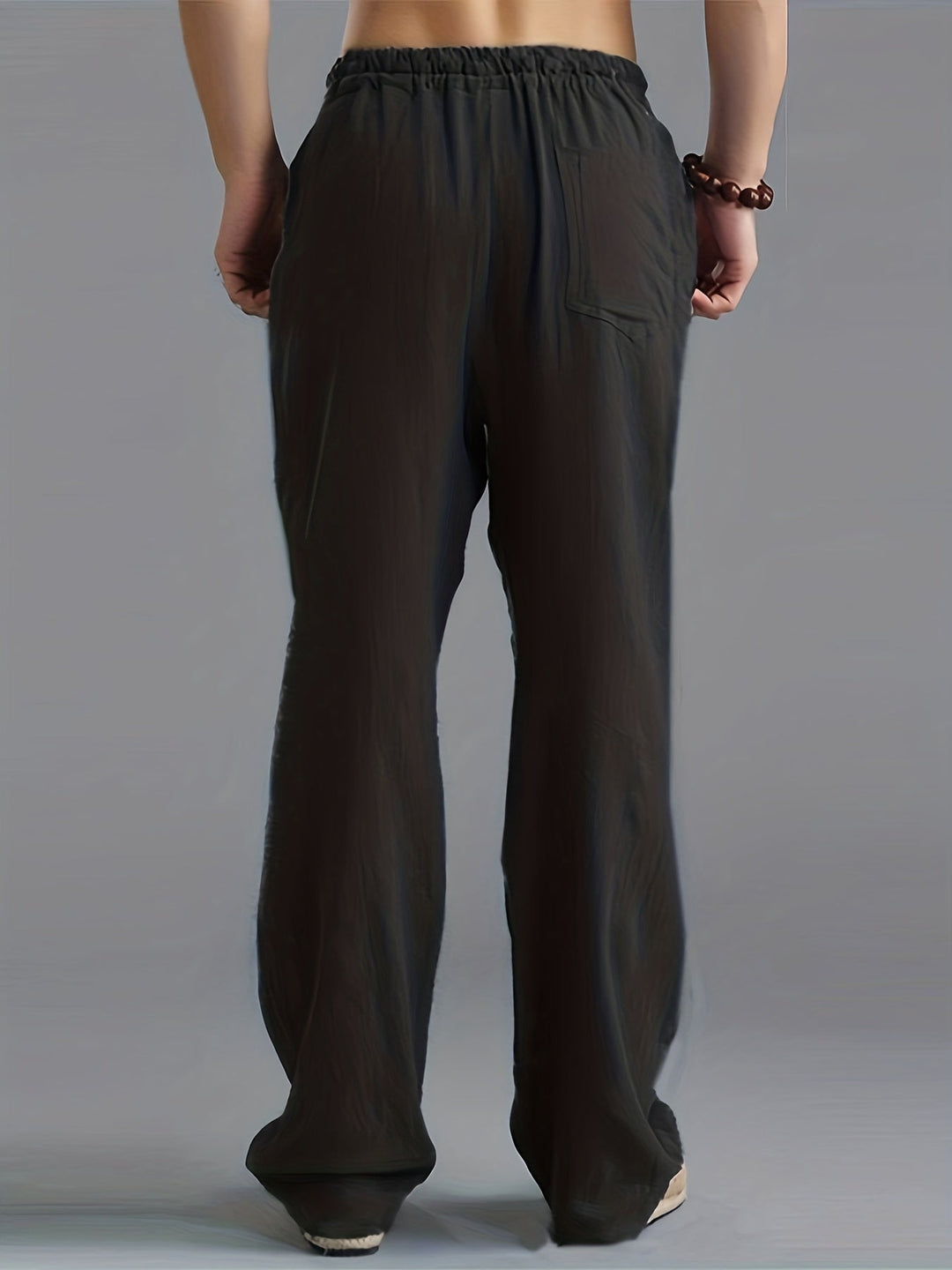 Archie - Casual Men's Linen Trousers with Drawstring Waist and Loose Wide Leg