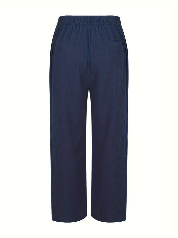 Archie - Casual Men's Linen Trousers with Drawstring Waist and Loose Wide Leg