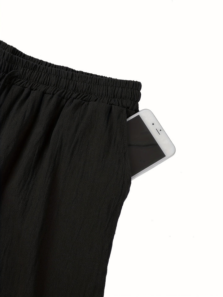 Archie - Casual Men's Linen Trousers with Drawstring Waist and Loose Wide Leg