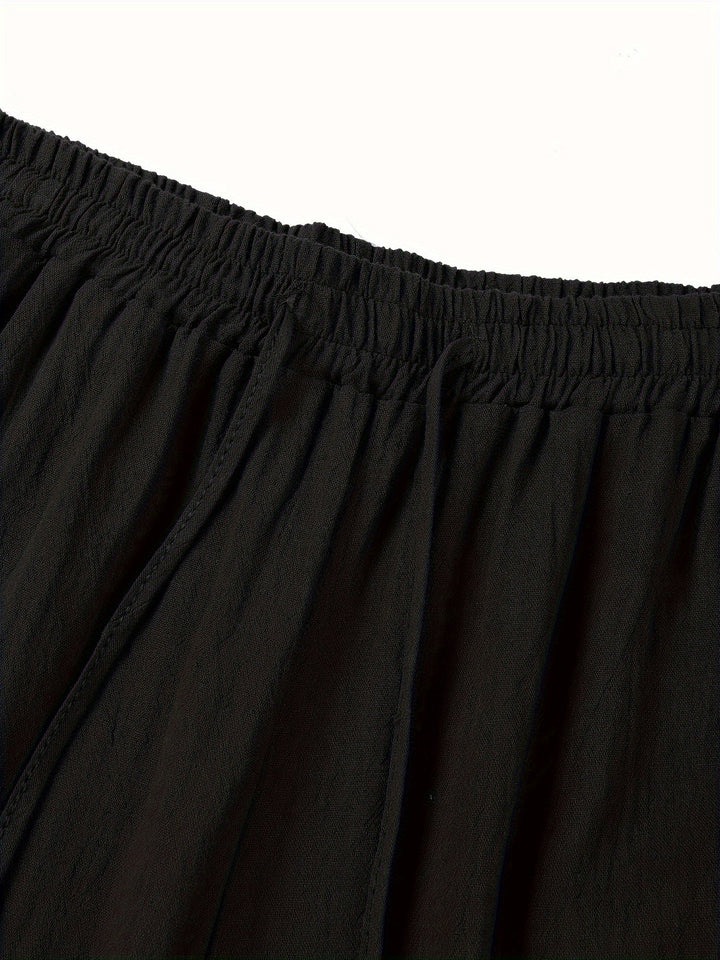 Archie - Casual Men's Linen Trousers with Drawstring Waist and Loose Wide Leg