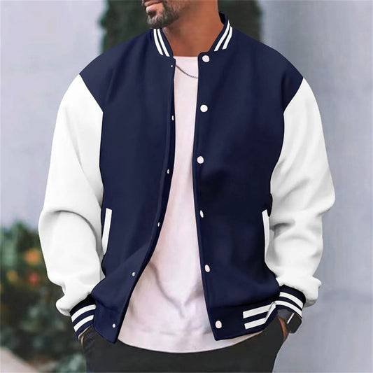 Archie - Men's Autumn Bomber Jacket with Contrast Sleeves and Ribbed Trims