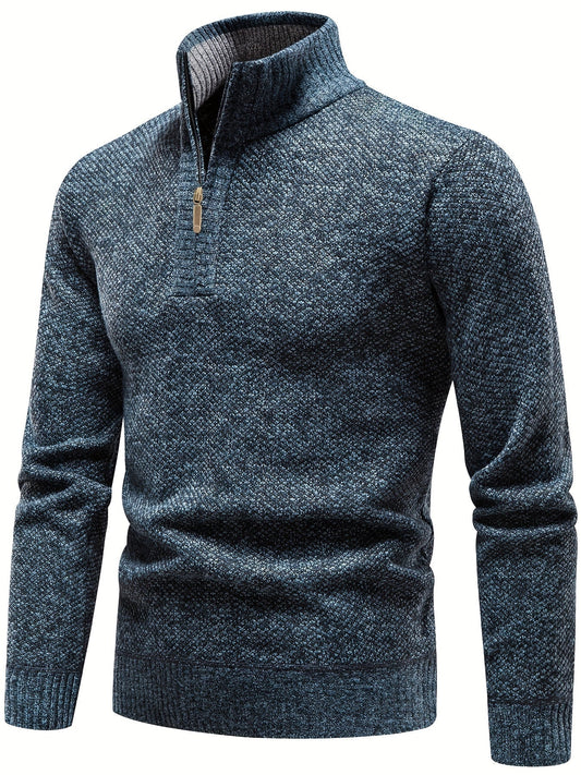 Arthur - Men's smart casual knitted quarter zip jumper with lined collar