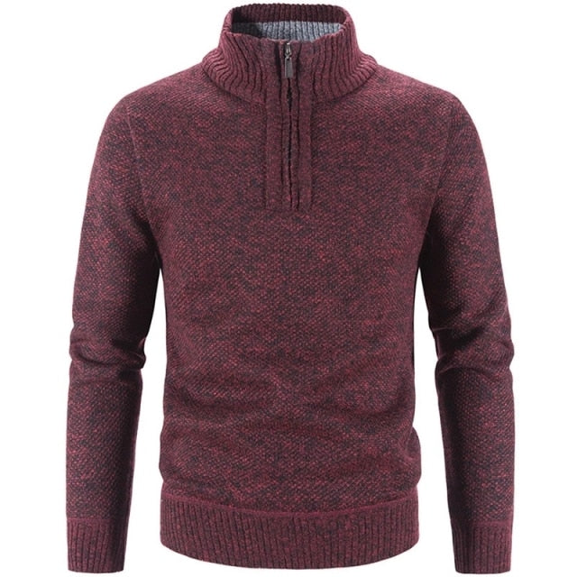 Arthur - Men's smart casual knitted quarter zip jumper with lined collar
