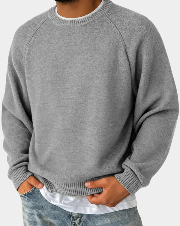 Arthur - Men's warm crew neck jumper with oversized fit and ribbed cuffs