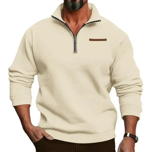 Freddie - Men's quarter zip sweatshirt with stand collar and half zip