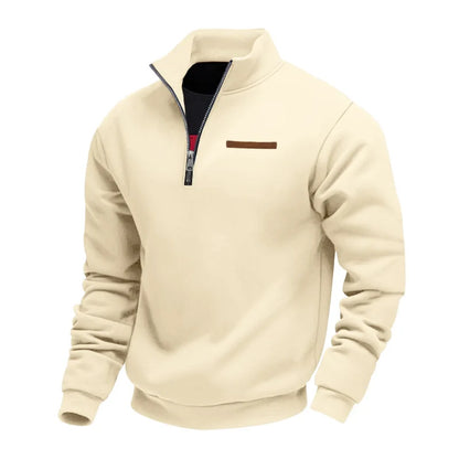 Freddie - Men's quarter zip sweatshirt with stand collar and half zip