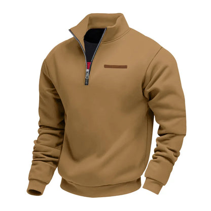 Freddie - Men's quarter zip sweatshirt with stand collar and half zip