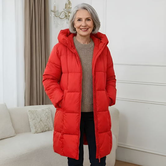 Beatrice - Women's Winter Coat Longline Padded with Hood and Zip