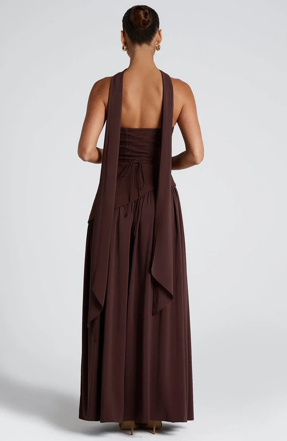 Bianca - Chic Women's Wedding Guest Maxi Dress with Strapless Bodice and Draped Neck Detail