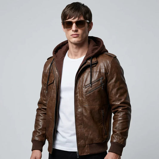 Bram - Men's winter jacket with hood and zip