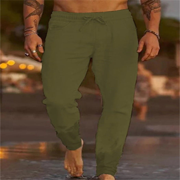 Charlie - Casual Men's Linen Trousers with Drawstring Waist and Tapered Fit