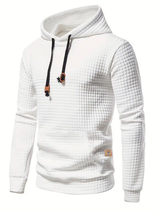 Charlie - Men's Autumn Hoodie Textured Waffle Knit with Drawstring Hood