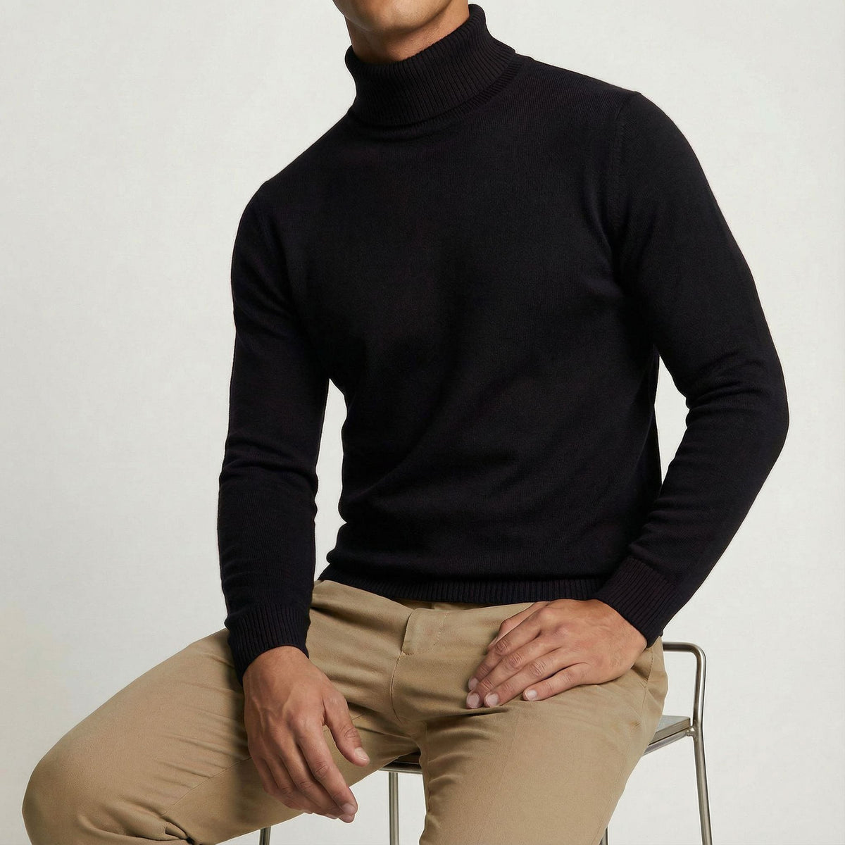 Charlie - Men's casual knitted turtleneck jumper with slim fit and long sleeve