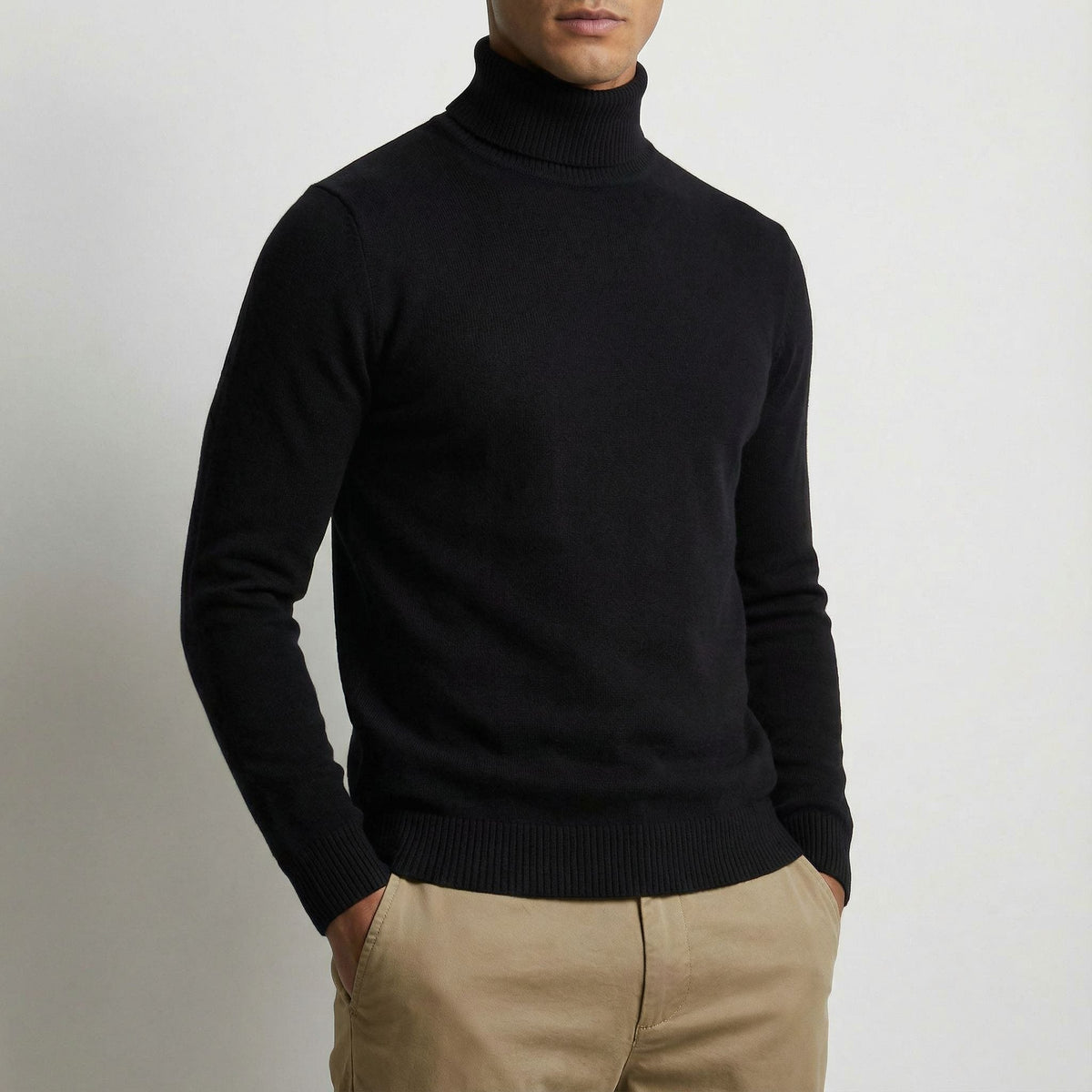 Charlie - Men's casual knitted turtleneck jumper with slim fit and long sleeve