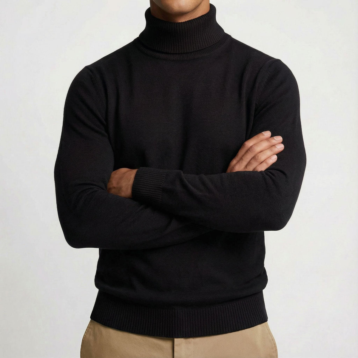 Charlie - Men's casual knitted turtleneck jumper with slim fit and long sleeve